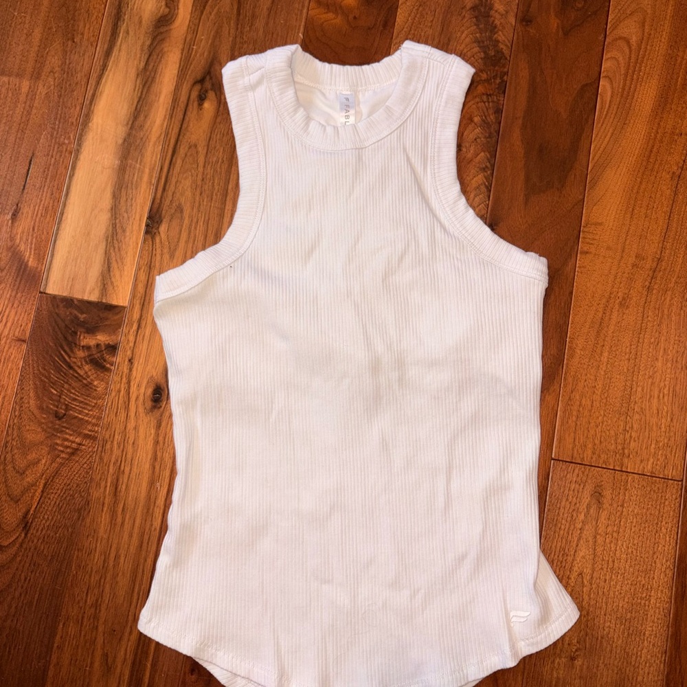 Fabletics White Ribbed Tank Top